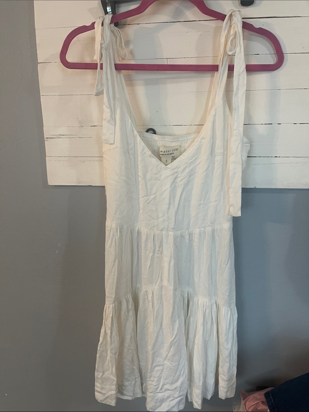 NWOT Saltwater luxe White Tie-Shoulder Tiered Sundress